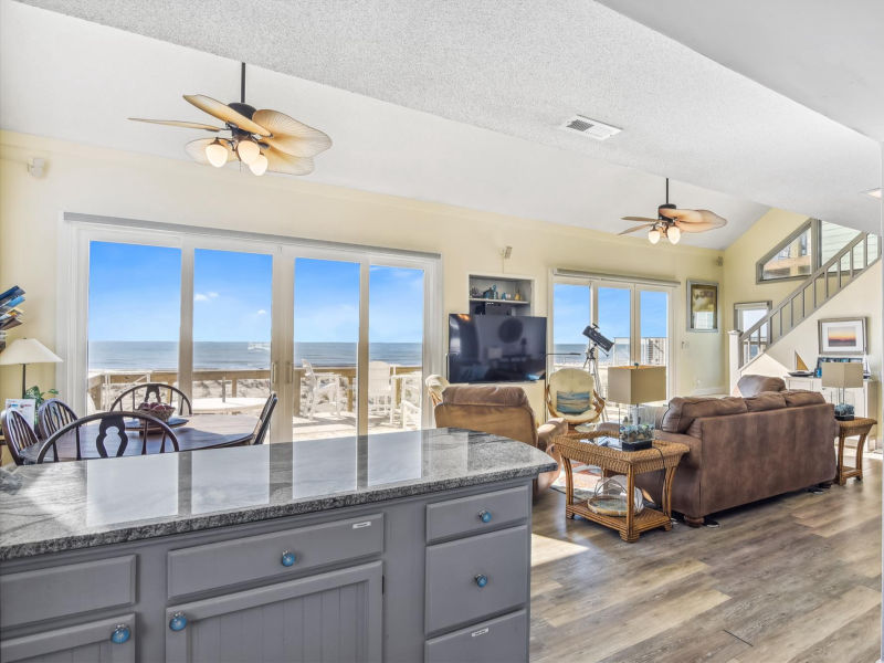 Open kitchen with ocean views