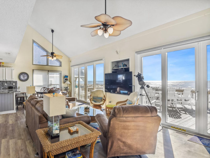 Living area with ocean-facing windows