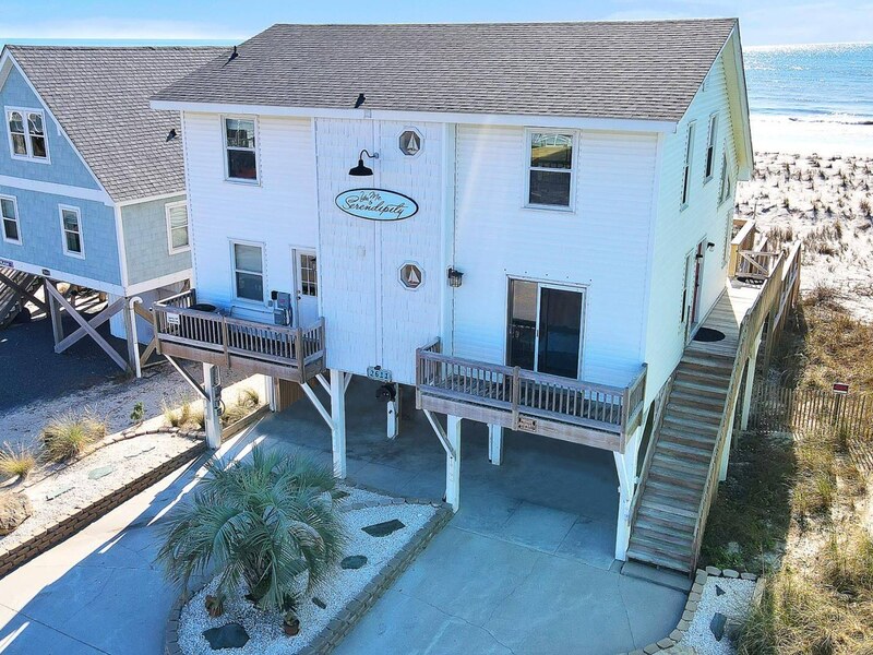 Right-angle drone view of the home and beach