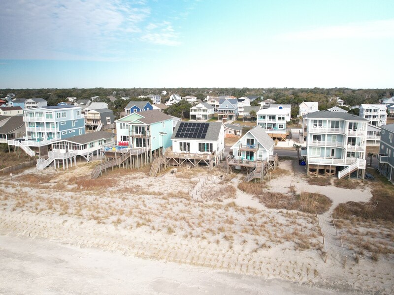 Second aerial of the beachfront row of homes