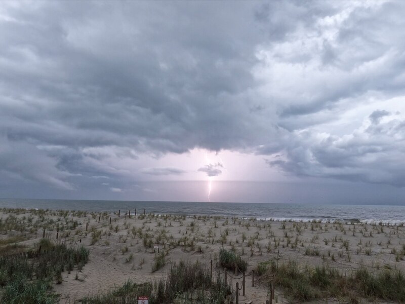 Lightning over the dunes at night