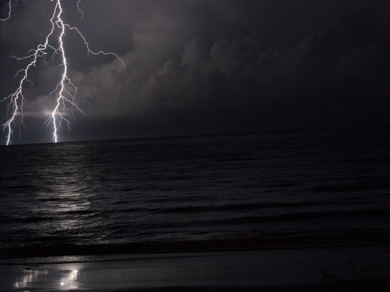 Second lightning scene over the Atlantic Ocean