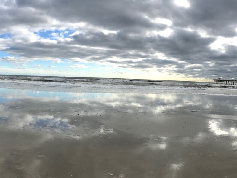 Layered cloudscape over the coast