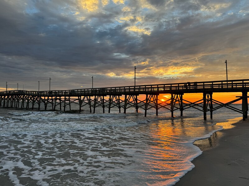 Pier glowing in early sunrise light