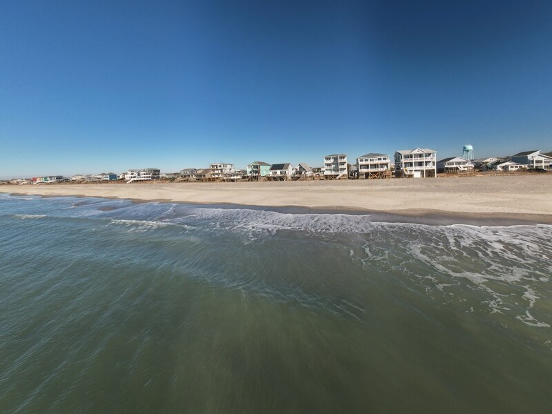 Aerial pass along the shoreline